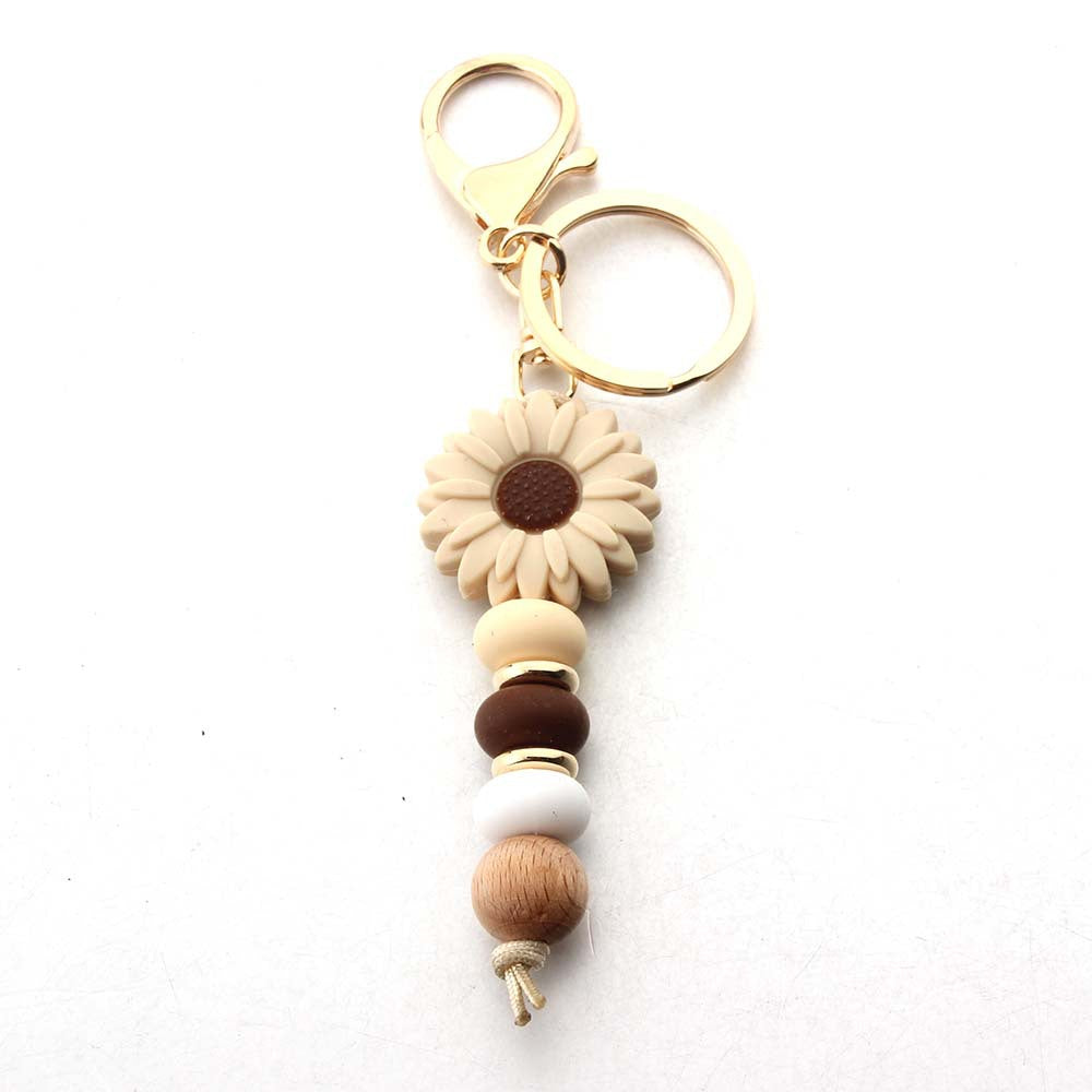 Wholesale silicone beads daisy keychain sunflower pendant DIY small accessories